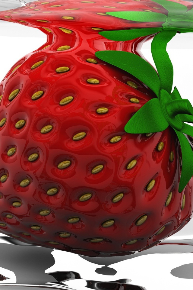 Клубника в кубике льда