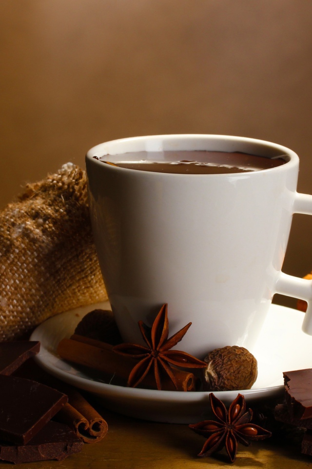 Кусочки шоколада с кофе