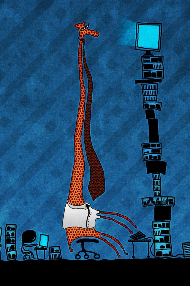 Жираф за компьютером