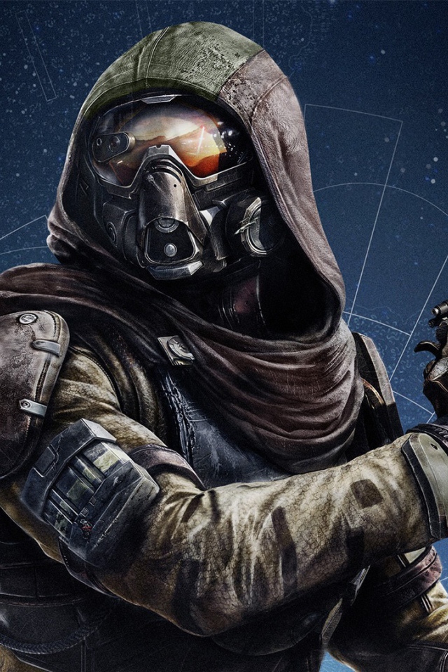 Солдат в маске с пистолетом, игра Destiny