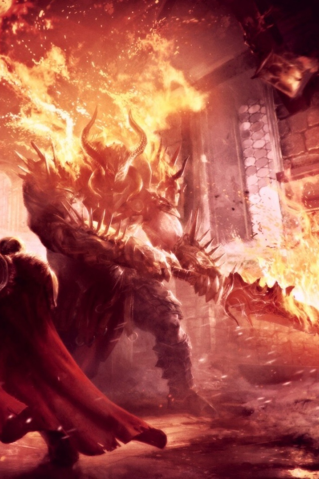 Огненный монстр в игре Lords of the Fallen