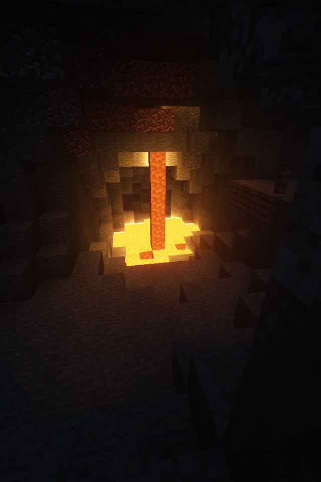 Очаг в пещере в игре Minecraft