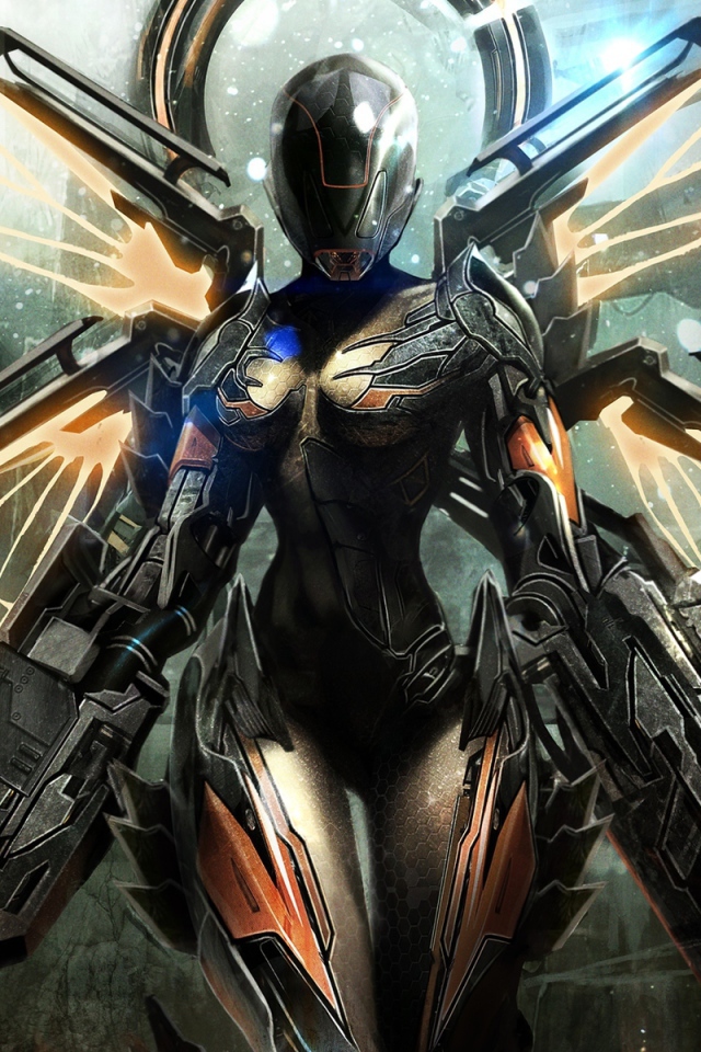 Летающий воин из игры Warframe