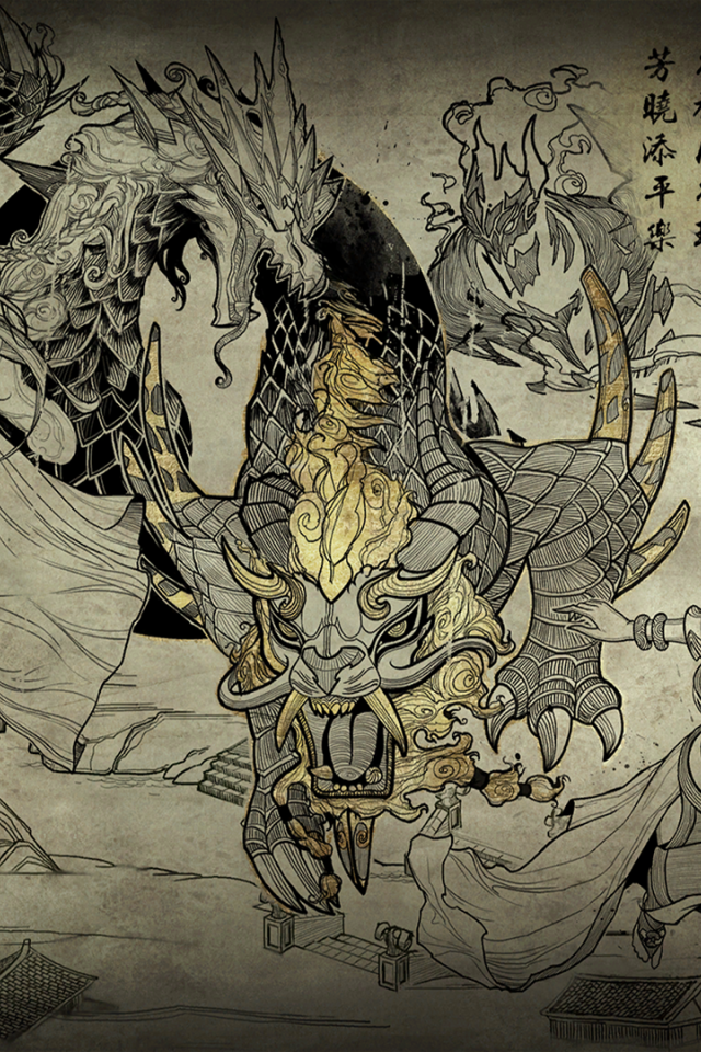 Игра Dota 2 в стиле японской живописи