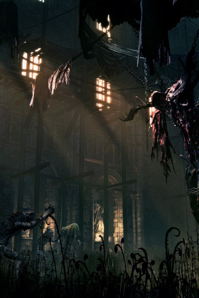 Внутри здания в игре Bloodborne