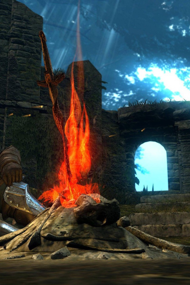 Рыцарь у костра в игре Dark Souls