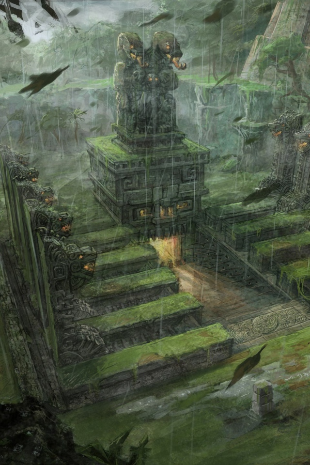 Пейзаж с постройками в игре Tomb Raider