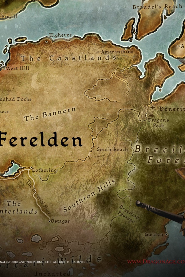 Карта земель в игре Dragon Age