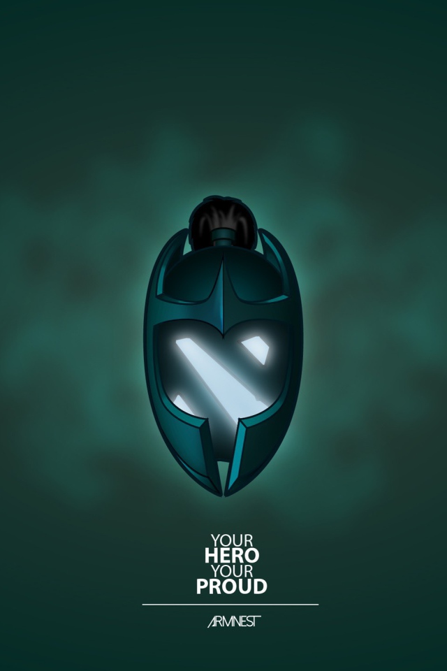 Маска из игры Dota 2, зеленый фон