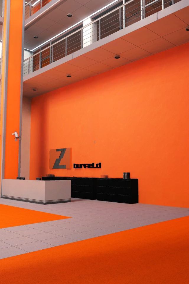 Оранжевый интерьер в игре Mirror's Edge