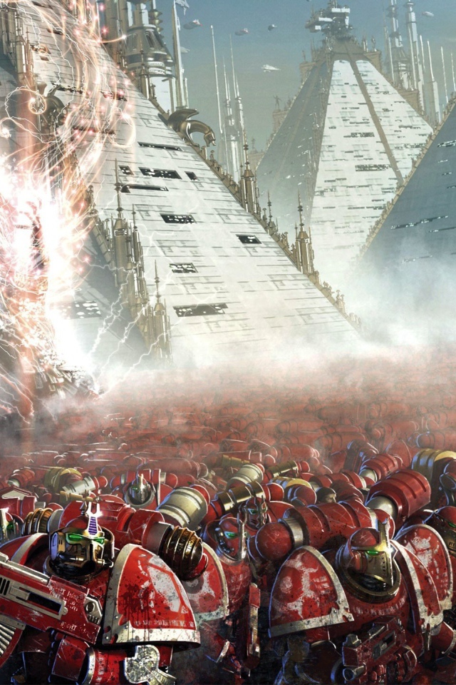 Солдаты на фоне пирамид в игре Warhammer 40000