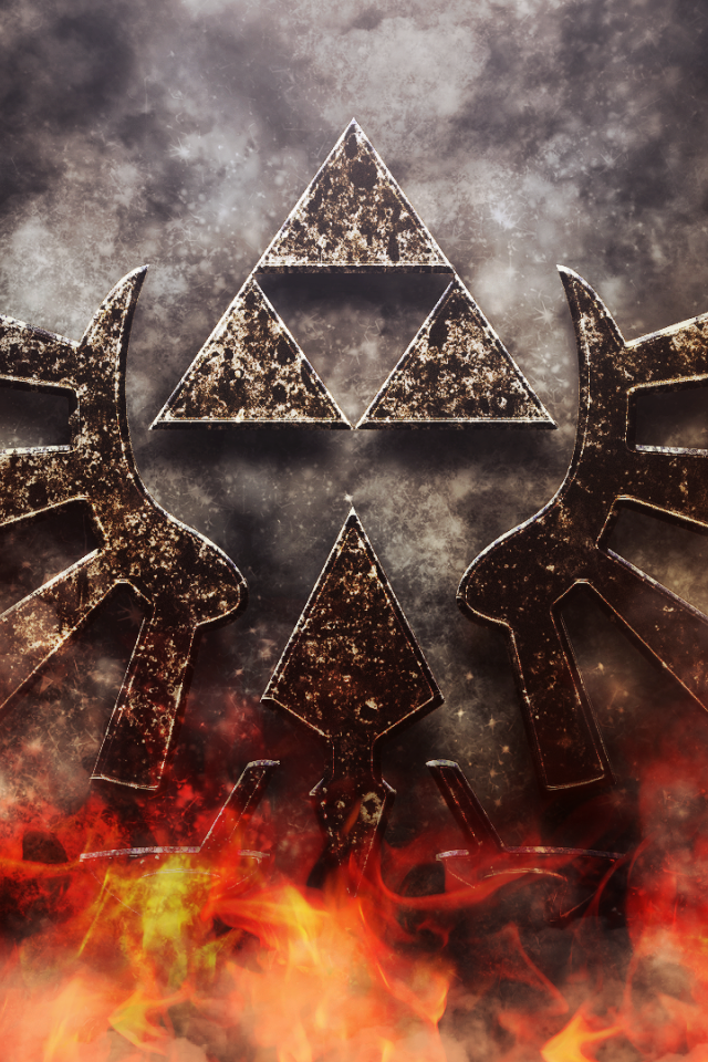 Символ игры The Legend of Zelda в огне