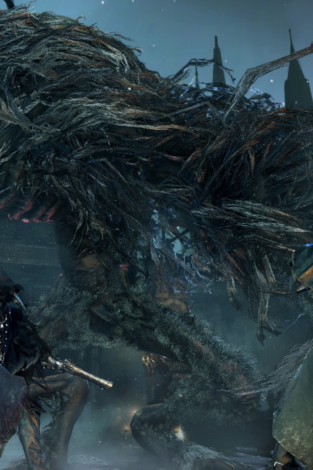 Сражение с монстром в игре Bloodborne