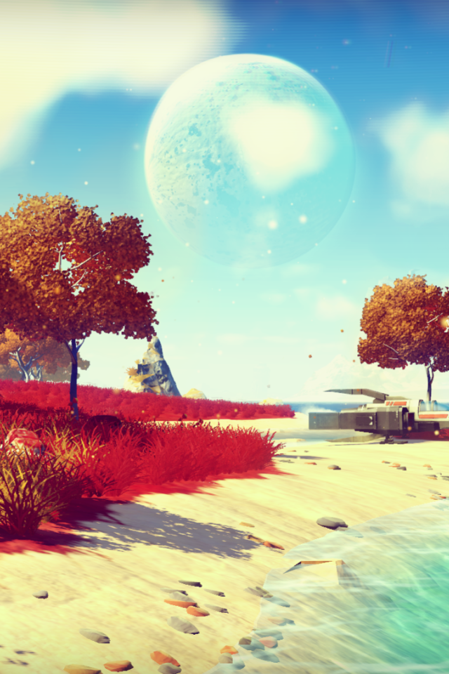 Пляж у моря в игре No Man's Sky