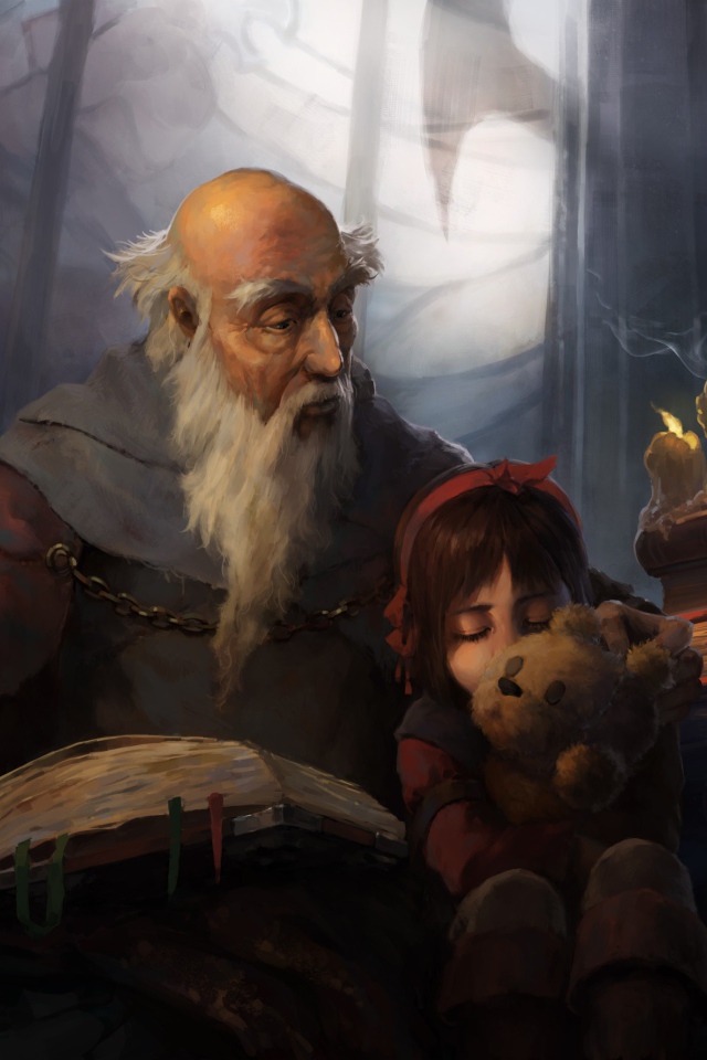 Старик и девочка, игра Diablo