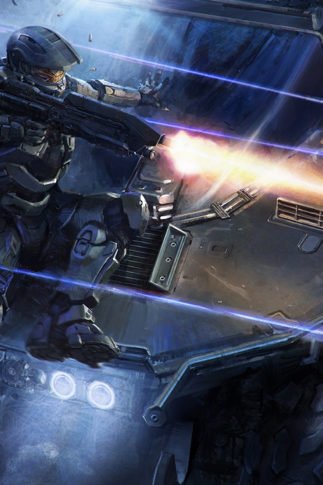 Солдат Мастер Чиф во время боя, игра Halo 5