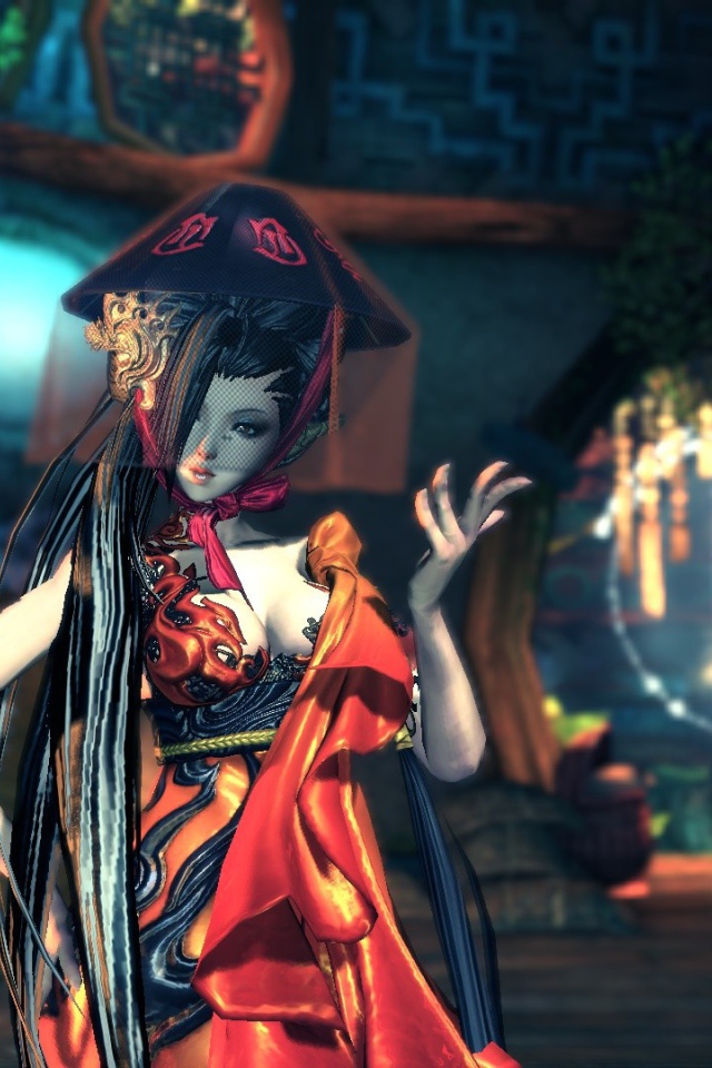 Вуаль на лице девушки из игры Blade & Soul