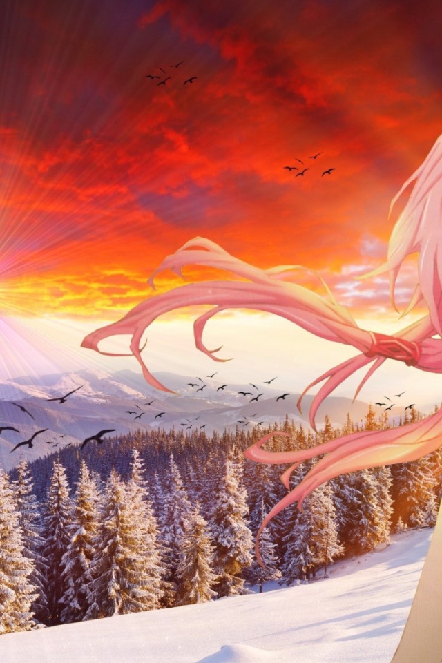 Зимний пейзаж в игре Guilty Crown