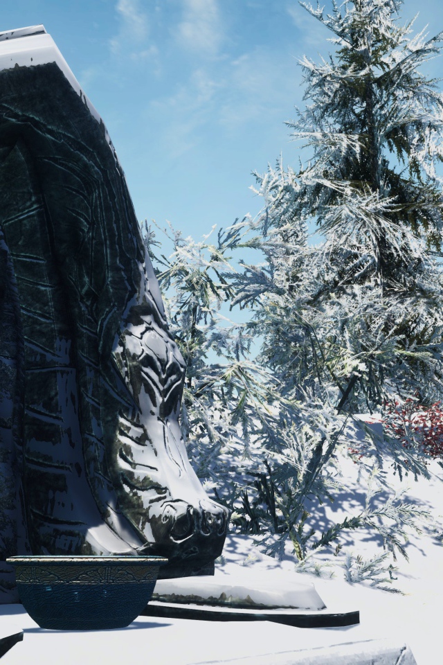 Зимний пейзаж в игре The Elder Scrolls V Skyrim