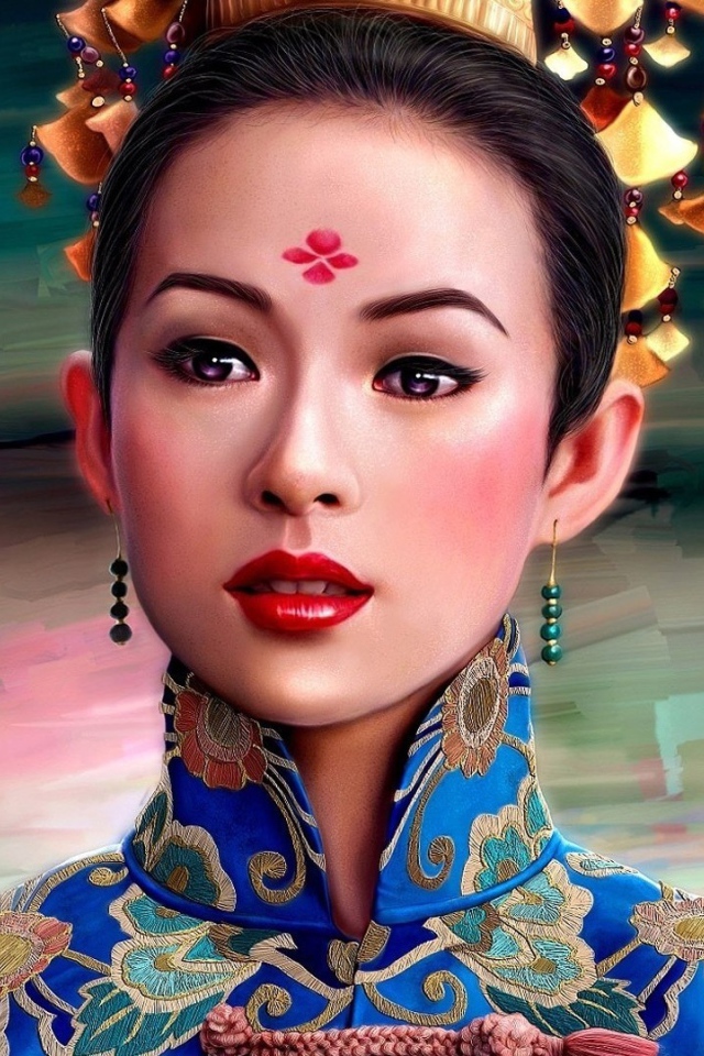 Азиатская девушка в национальном наряде