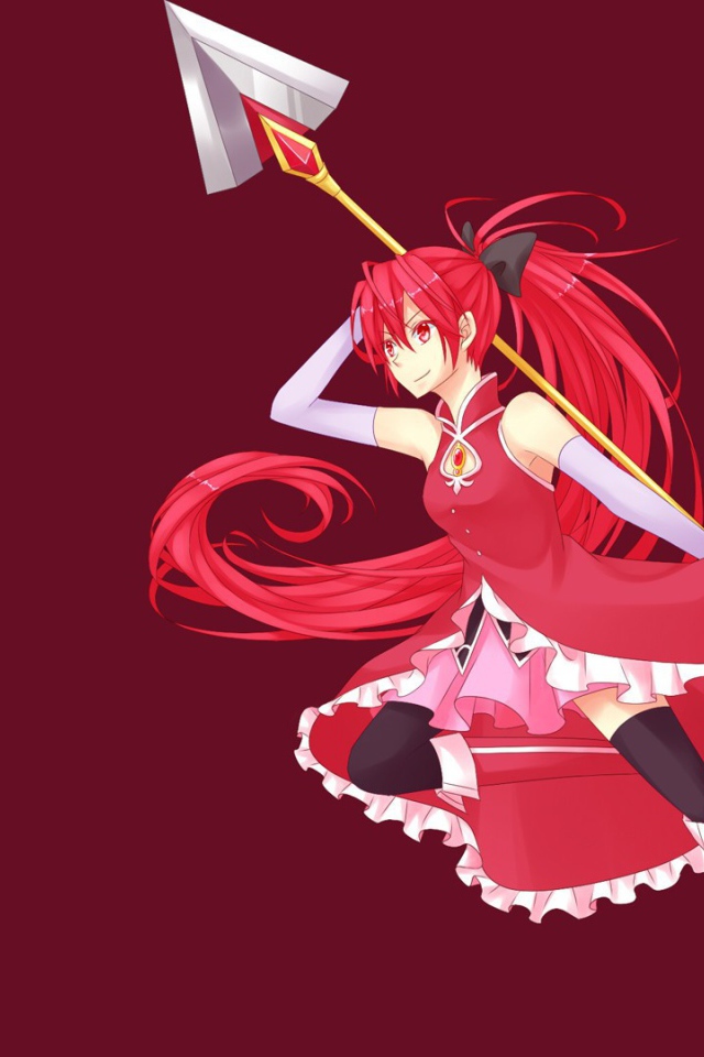 Девушка на красном фоне, аниме Девочка-волшебница Мадока