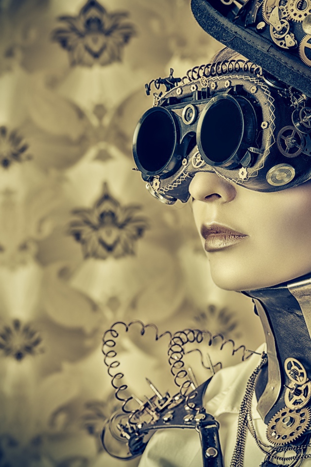 Модель в стильном наряде, стимпанк