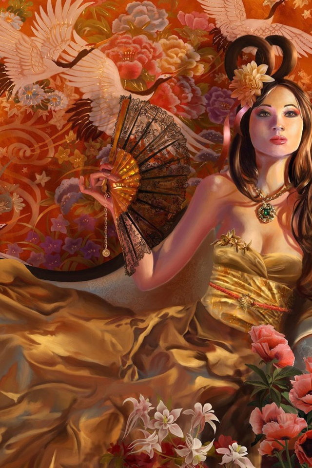 Восточная девушка с веером