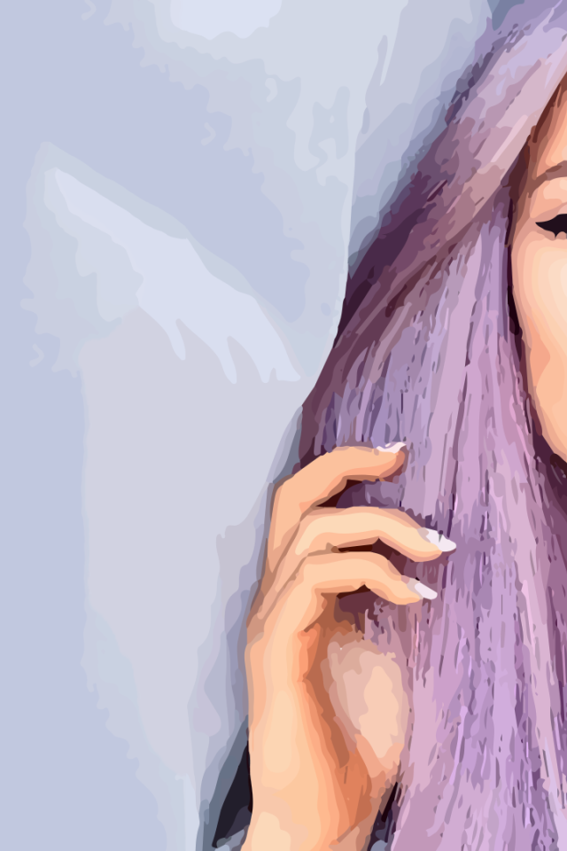 Девушка с фиолетовыми волосами, рисунок