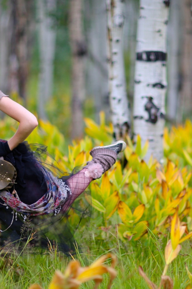 Скрипачка в березовой роще