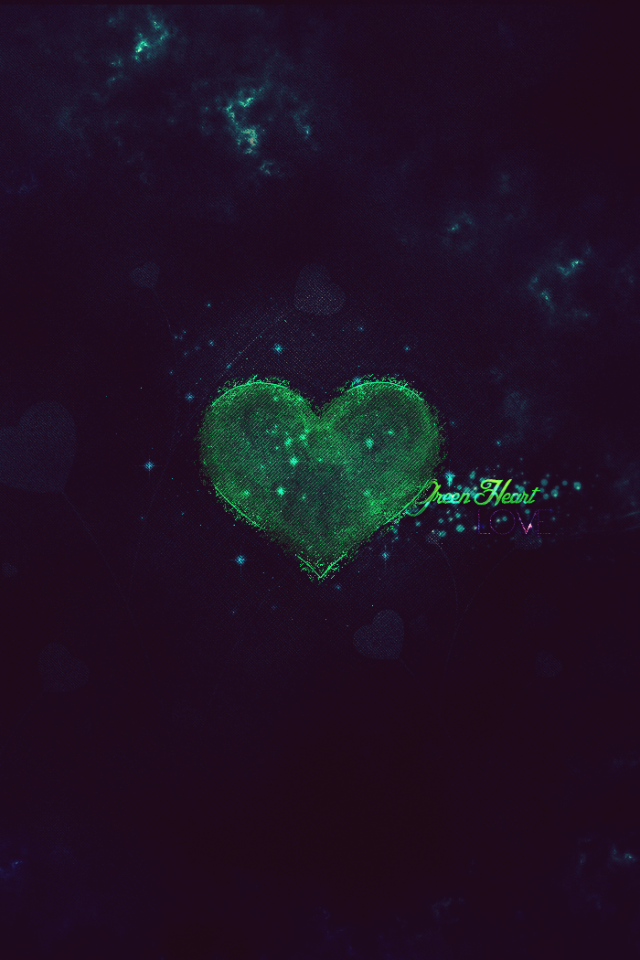 Зеленое сердце на черном фоне