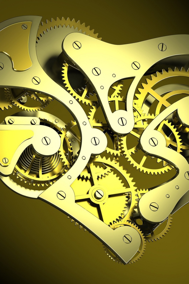 Механическое сердце, желтый фон