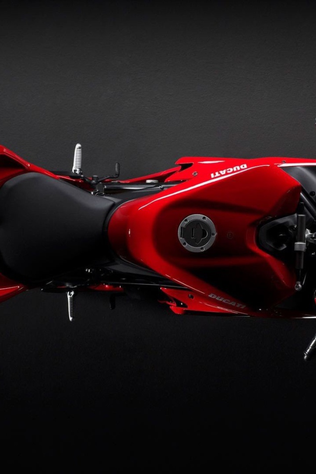 Красный мотоцикл, вид сверху