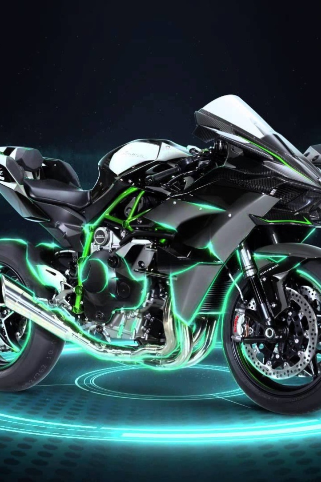 Неоновый мотоцикл Кавасаки