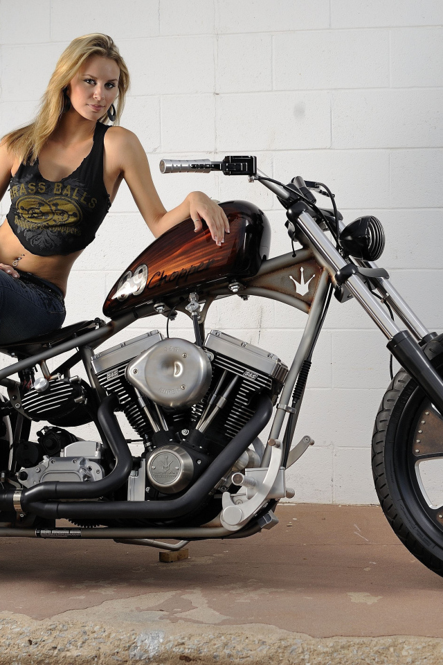 Girl on motorcycle Harley