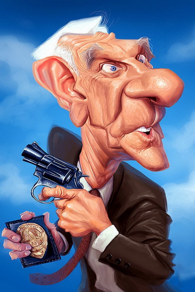 Карикатура на актера Лесли Нильсена