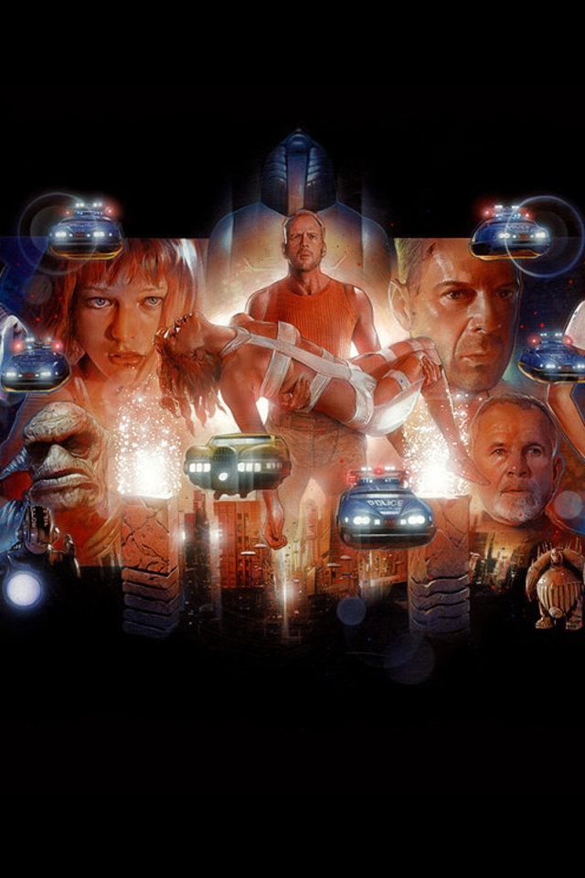 Персонажи фильма Пятый элемент на черном фоне