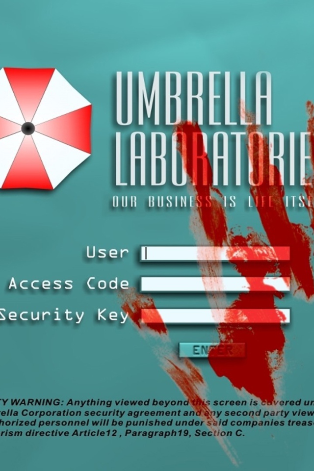 Панель компьютера в фильме Обитель зла