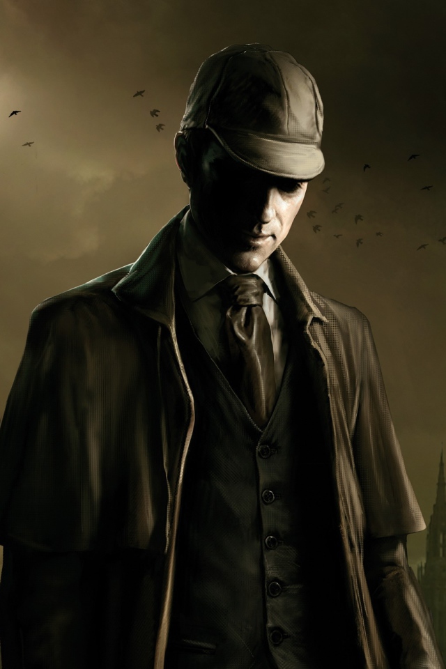 Шерлок Холмс на фоне мрачного Лондона