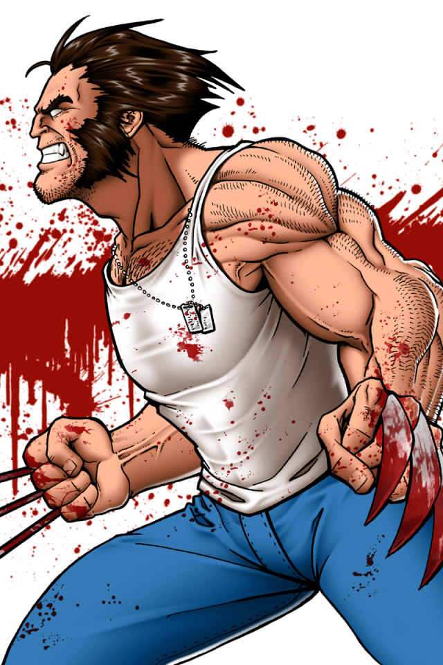 Росомаха на фоне пятен крови, арт