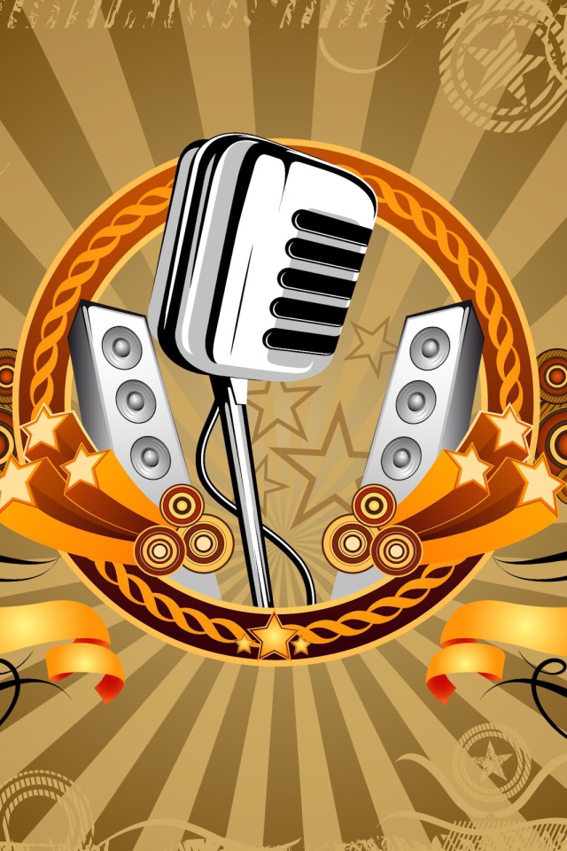 Аудио колонки и студийный микрофон