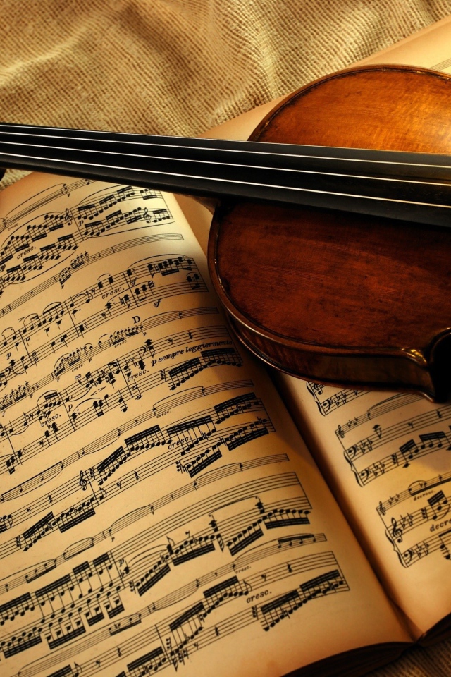 Скрипка на книге с нотами