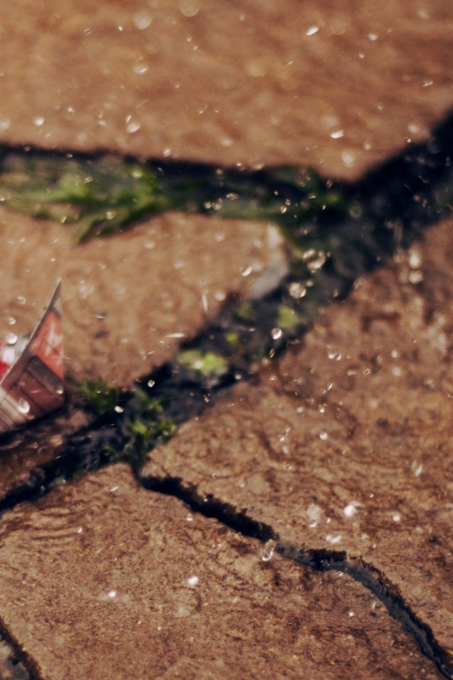 Кораблики на сухой земле под дождем