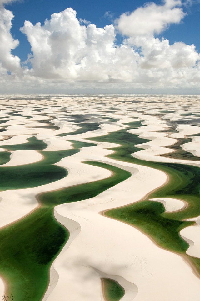 Зеленая вода на белом песке