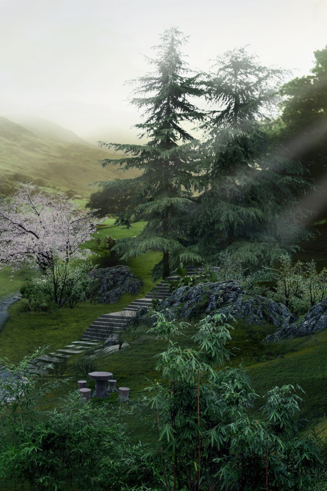 Ухоженный сад на опушке леса