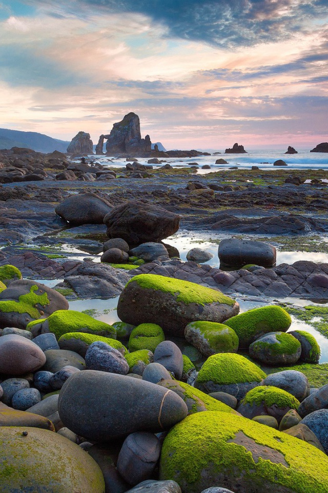 Гладкие камни на берегу моря