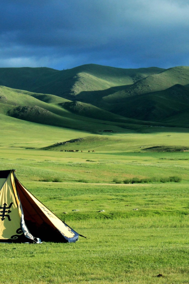 Шатер кочевников в поле