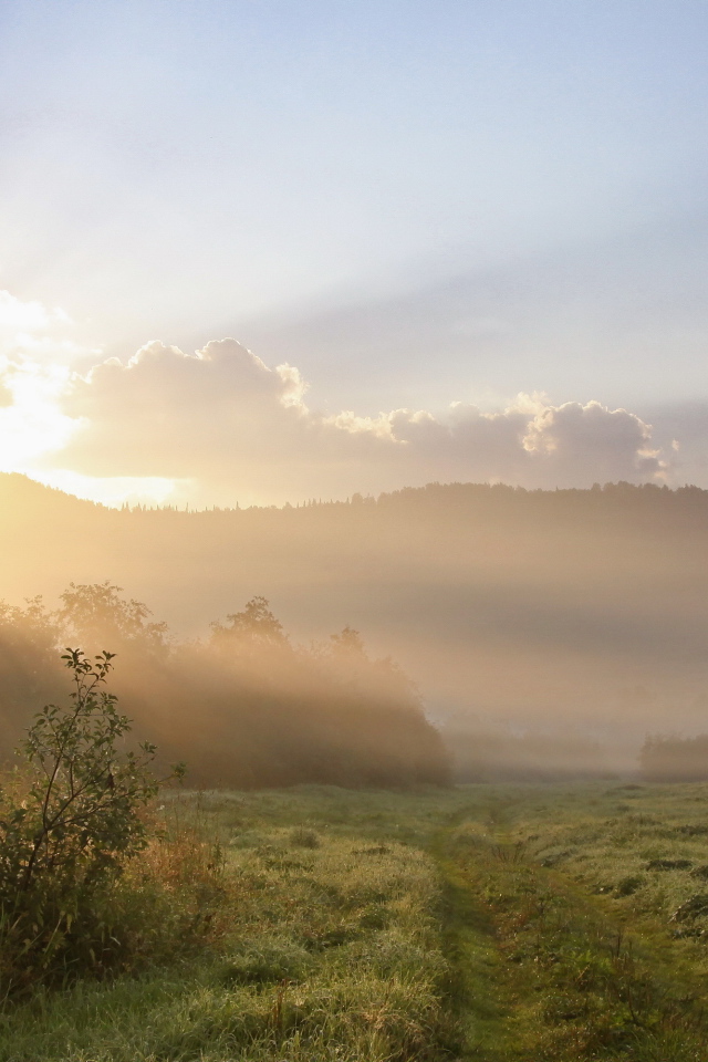 Восход солнца из за холма
