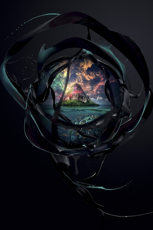 Остров на черном фоне