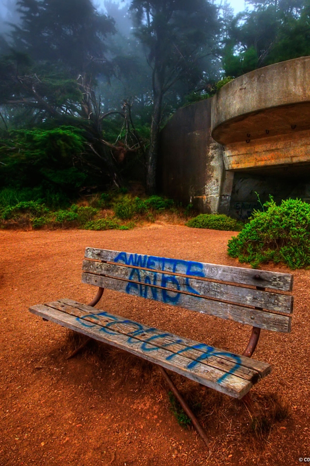 Надпись на скамейке