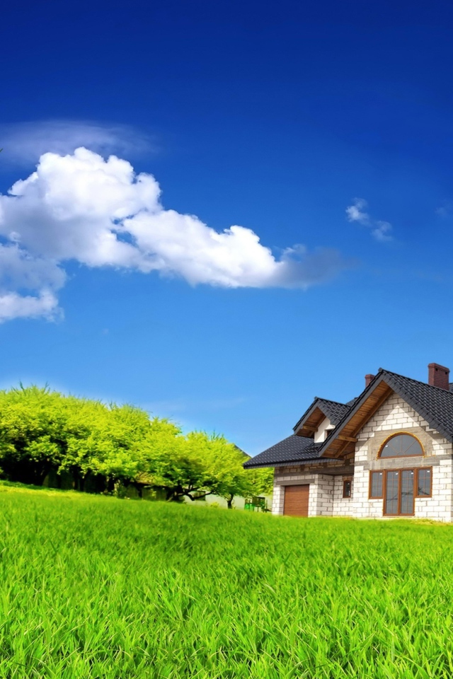 Ветряк у дома в поле